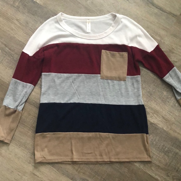 miss 2 day Tops - Striped long sleeve crew neck t shirt